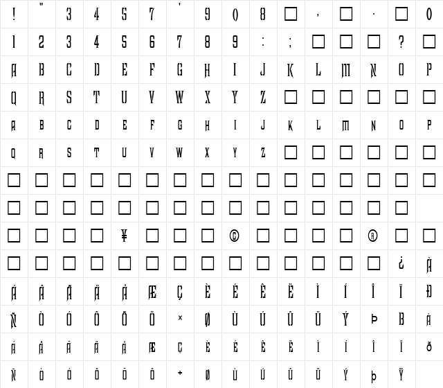 FZ BASIC 41 COND Normal  glyph index