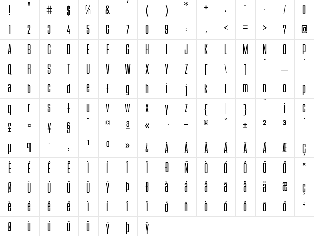 BStyle Regular  glyph index