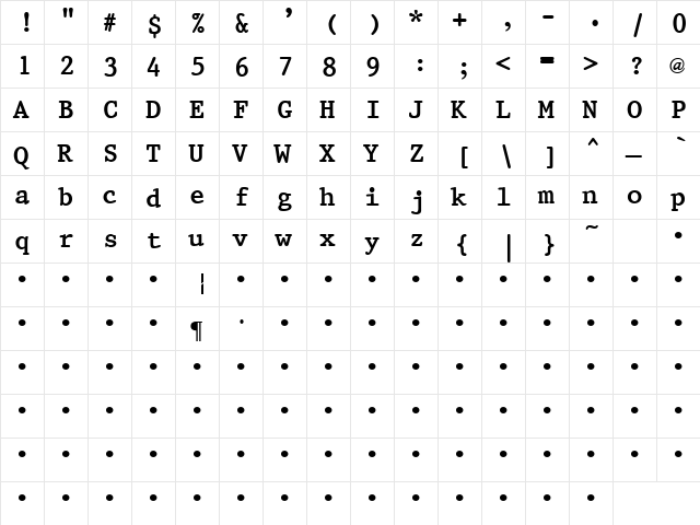 Fuzzy 3 Bold  glyph index