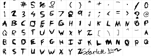Knives and Pens Regular  glyph index
