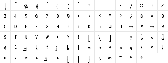Kingthings Linear K Regular  glyph index