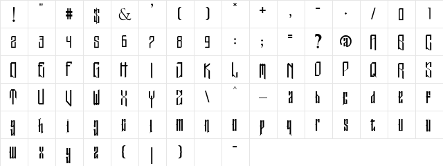 Jantung Regular  glyph index