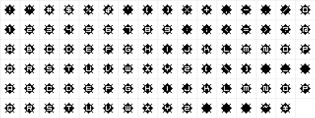 BM ruby A12  glyph index