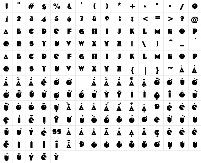 VPS Yen Bai Hoa Normal  glyph index