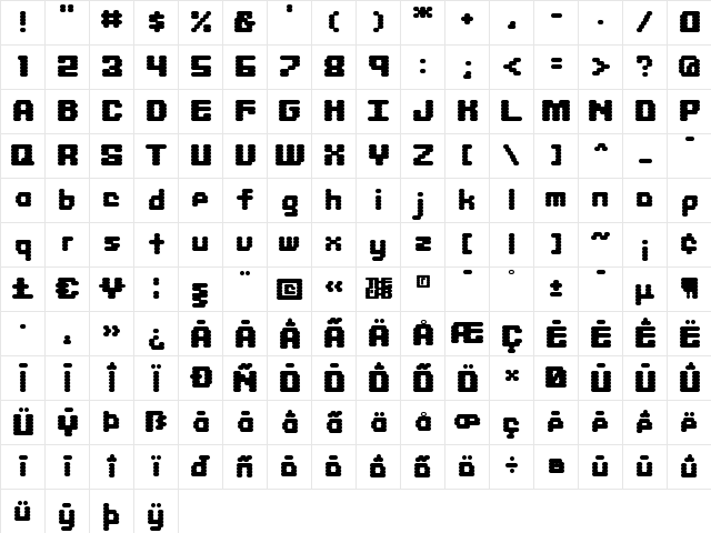 Libritabs Regular  glyph index