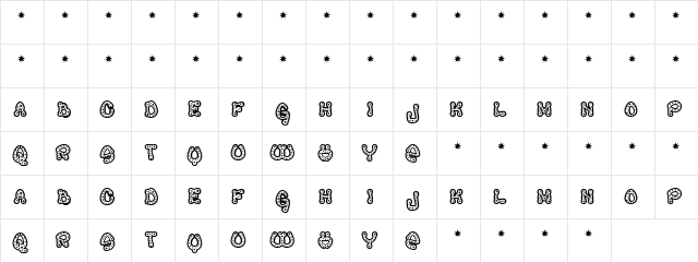 Black Pimples Regular  glyph index
