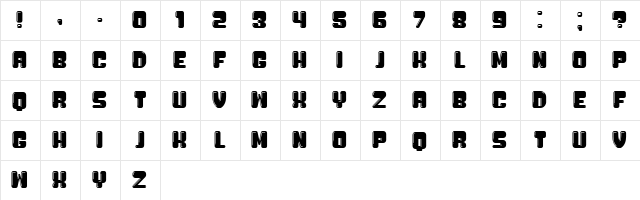 Bubblicious Regular  glyph index