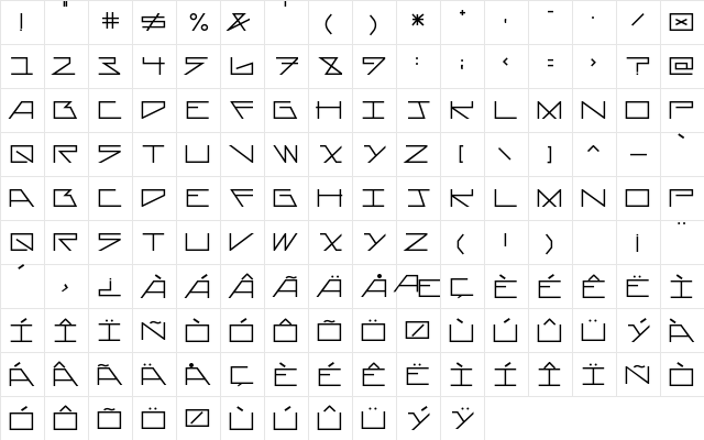 AsteriskPlain Regular  glyph index