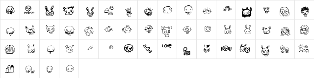 pixopop roughcut Regular  glyph index