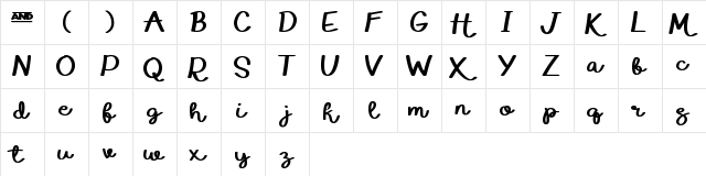 Eduardo & Aurelia Regular  glyph index