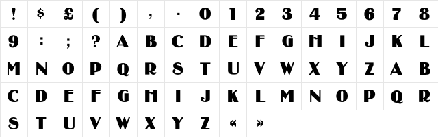 BinnerC Regular  glyph index