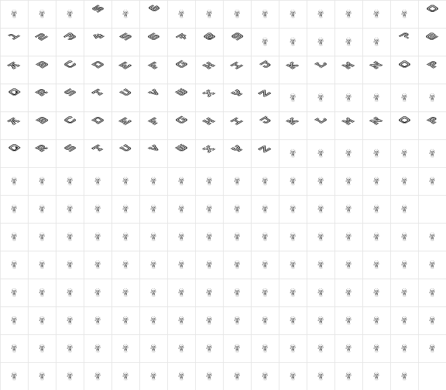 Hokjesgeestcube Bold Italic  glyph index