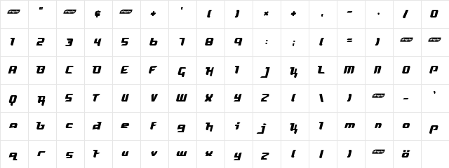 Freya Regular  glyph index