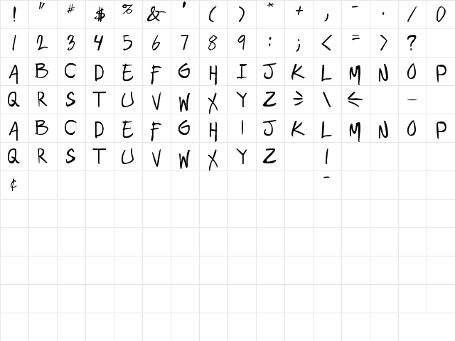 geekriot Regular  glyph index