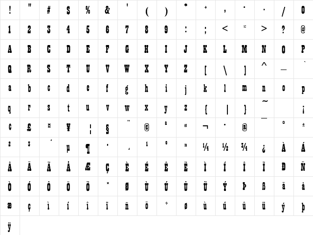 PlaybillAntD Regular  glyph index