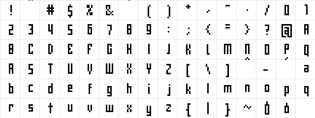 MiniTot Regular  glyph index