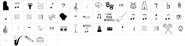 Music Fun Regular  glyph index