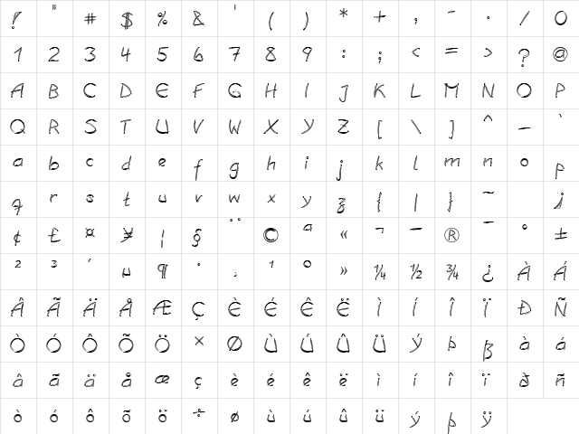 LTSalamanderDbl Medium Regular  glyph index