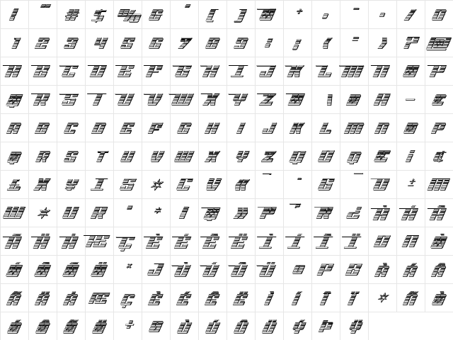 Rocket Pop Chrome Regular  glyph index