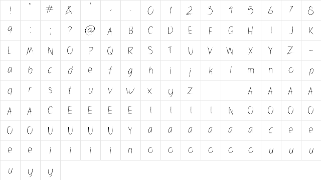 Valibrush Regular  glyph index