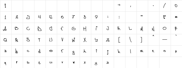 Left Hander Regular  glyph index