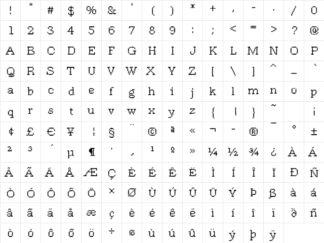 Rough17 Bold  glyph index