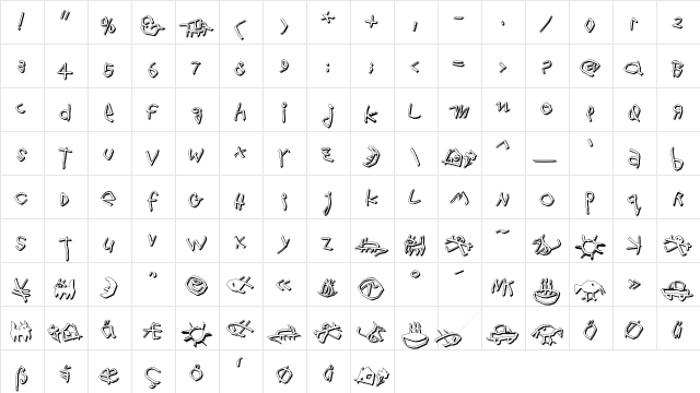 WildThingShadow Regular  glyph index