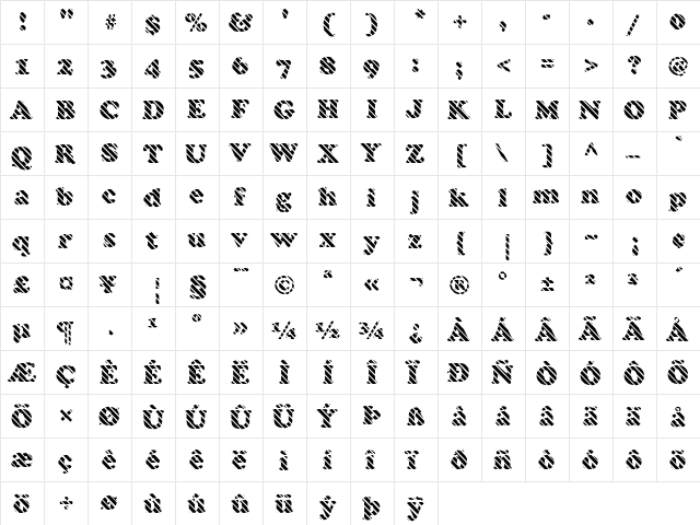 FZ ROMAN 4 STRIPED Normal  glyph index