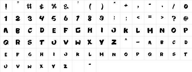 ZOMBYE Regular  glyph index