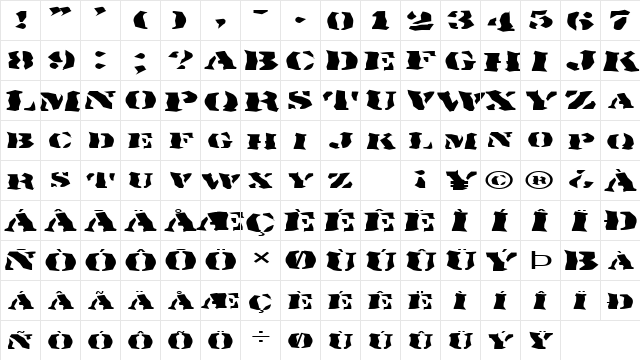 FZ WACKY 17 EX Normal  glyph index