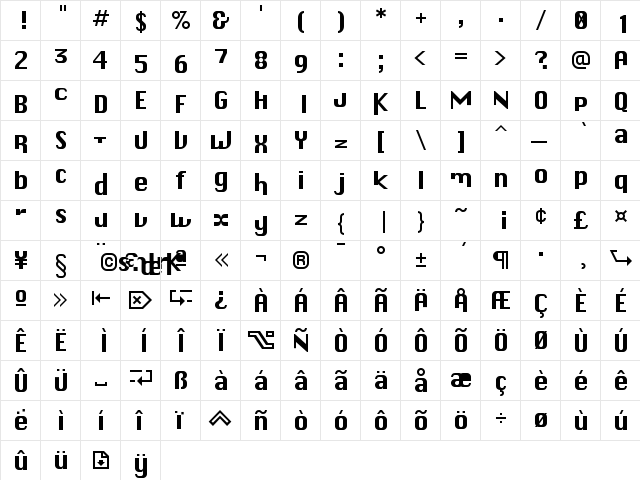 Chicagogo Regular  glyph index