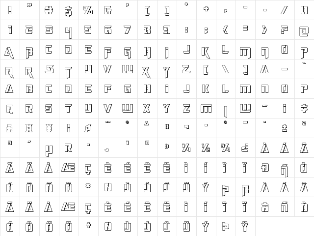 Deceptibots 3D Regular  glyph index