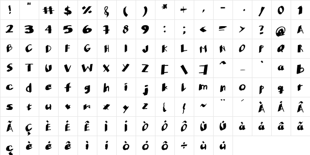 Not Posterman Regular  glyph index
