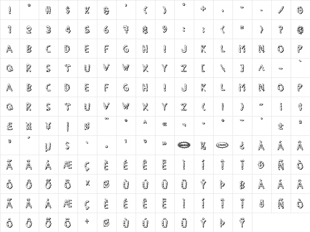 Blood Drenched 3D Regular  glyph index