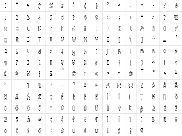 Luxembourg 1910 Contur Regular  glyph index