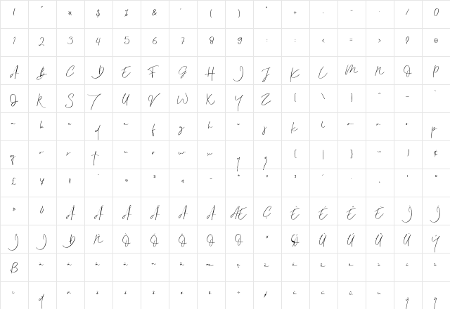 Instalove Diary Regular  glyph index