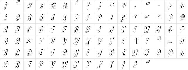 VTCSuperMarketSuperSale3DTilt Regular  glyph index