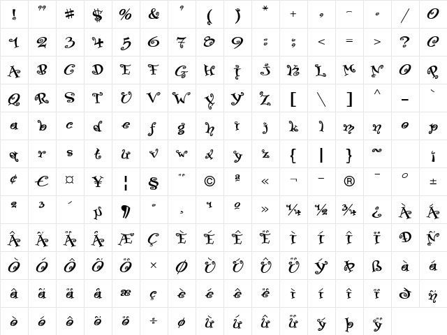 Paisley ICG 02 Alt Regular  glyph index