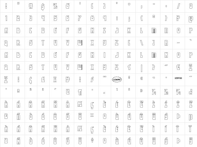 Eldebaran Outline Regular  glyph index