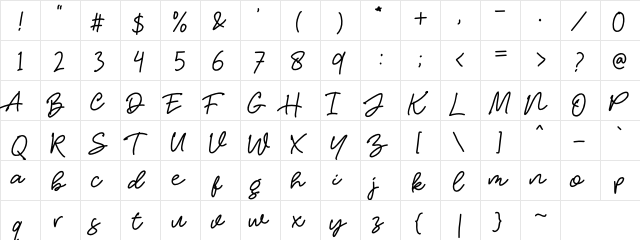 Hello Stranger Regular  glyph index