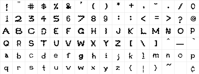 Retardo Bunyons 1  glyph index