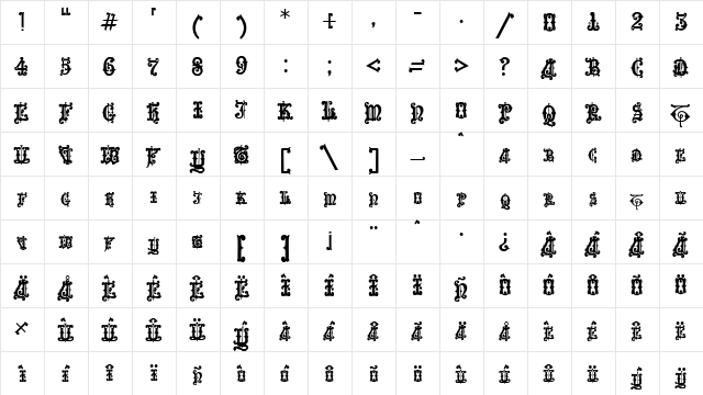 Enchiridion Regular  glyph index