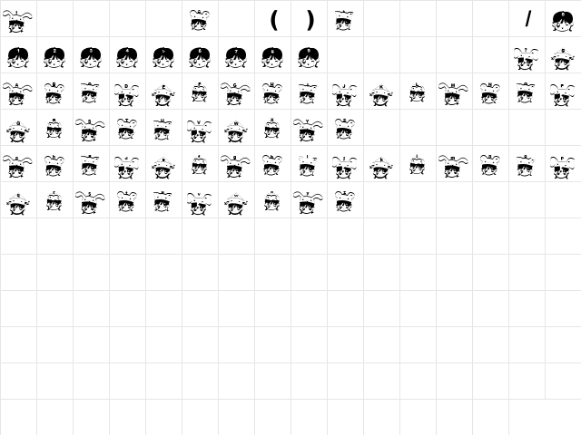 Pi_kaburi Regular  glyph index