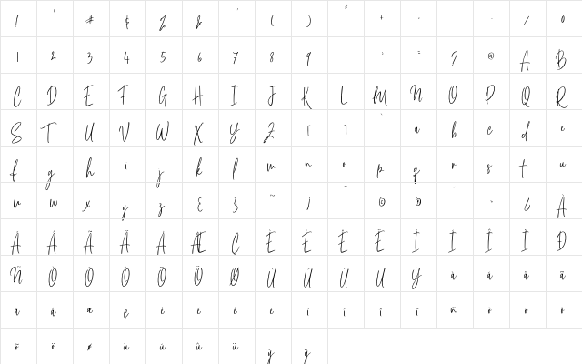 Stamford Bridge Regular  glyph index