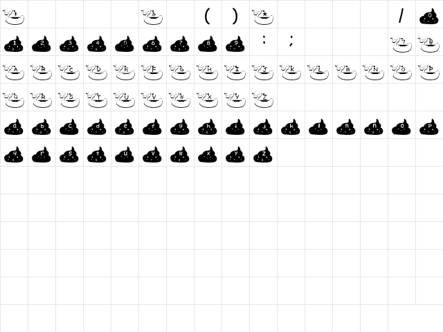 omaru Font Regular  glyph index