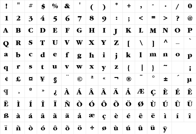 GarryMondrian7 ExtraBoldSH  glyph index