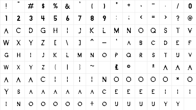 ALDITH Regular  glyph index