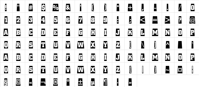 a_CityNovaTtlCmSp Regular  glyph index