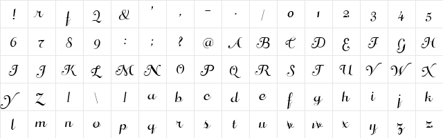 Di-Valzer Regular  glyph index