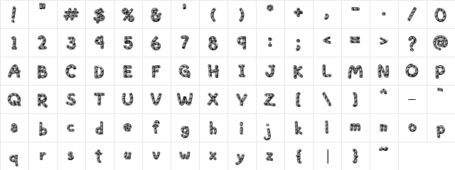 CK Candy Cane Regular  glyph index